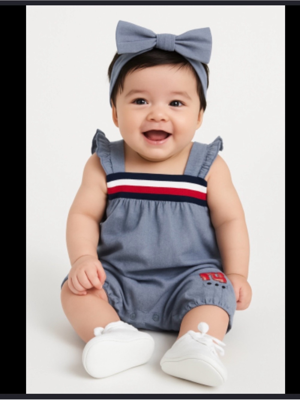 Tommy Hilfiger Navy & Light Blue Baby Romper with Logo
